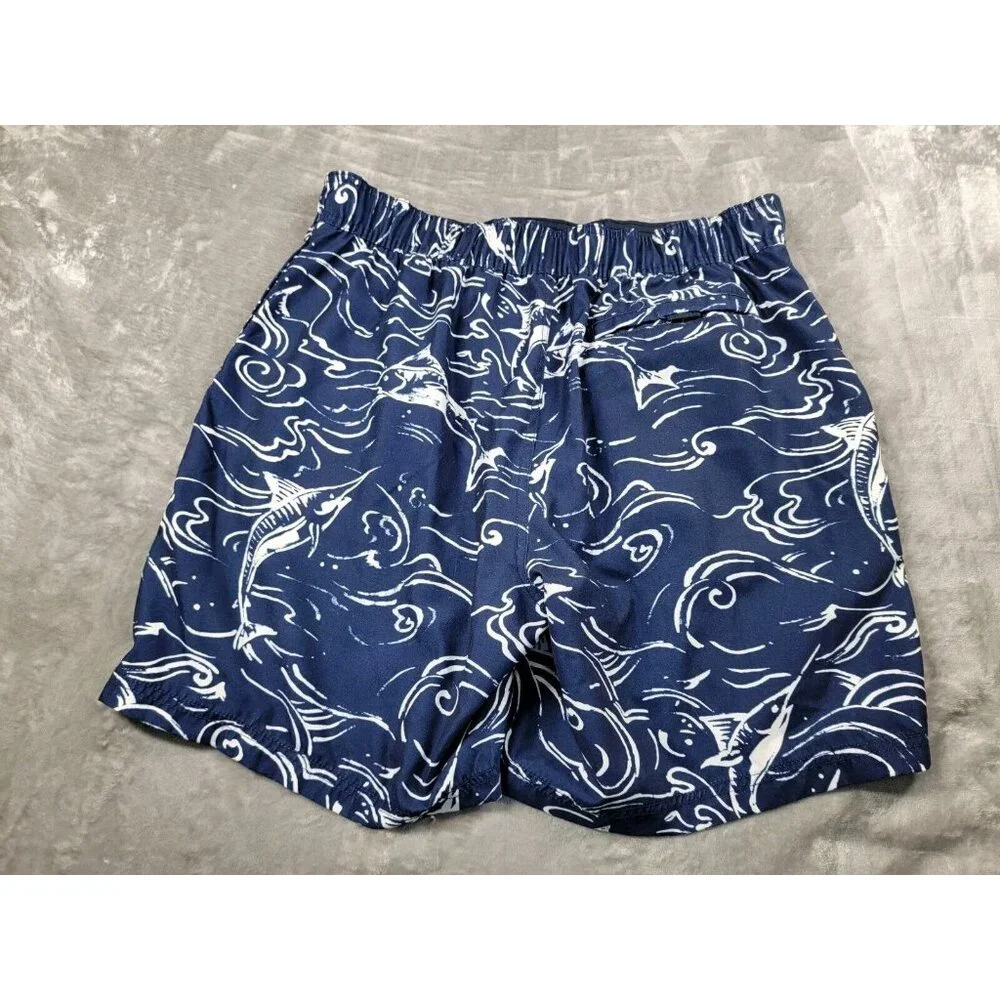 Nautica lined Board shorts Mens Large Blue Pockets,Fish Marlins Swim Trunks‎